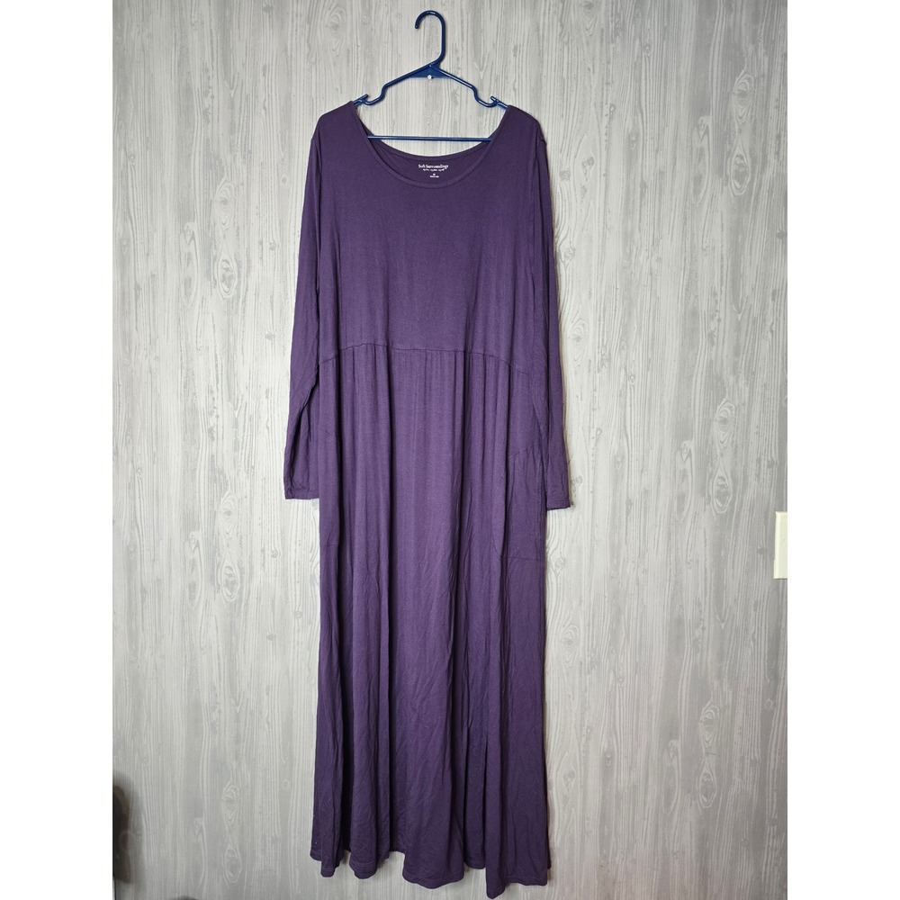 Soft Surroundings Maxi Dress Womens 3X Purple Empire Waist Long Sleeve Jersey